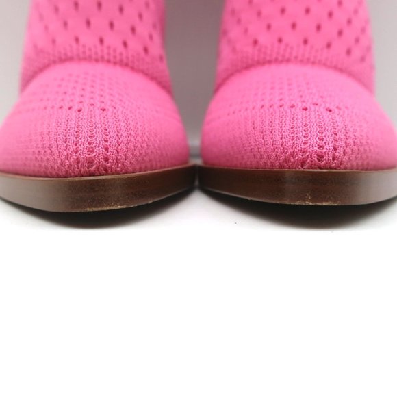 FENDI FFRAME JACQUARD MESH KNIT ANKLE BOOTS PINK SIZE 36 POINTED TOE HEEL - Picture 4 of 11